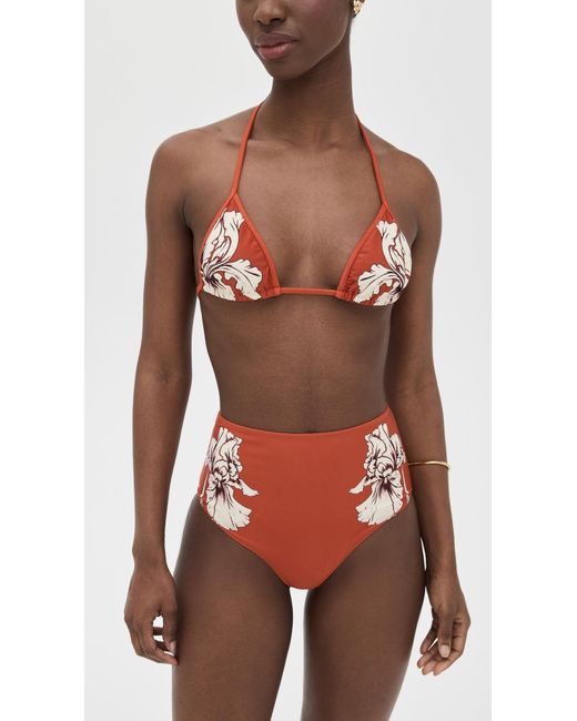 LaDoubleJ Red Triangle Bikini Top