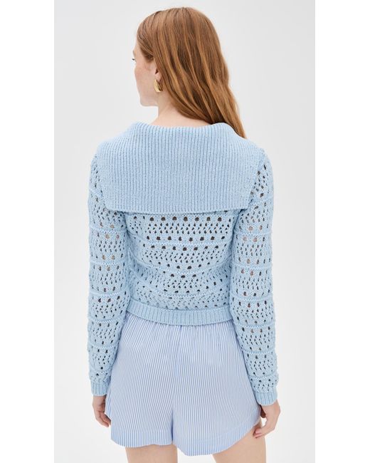 Ganni Blue Cotton Mix Tie String Cardigan