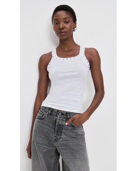 Re/done White Studded Ribbed Tank