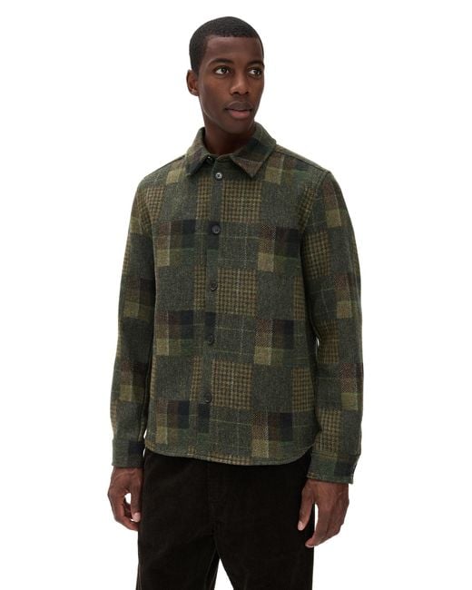 Les Deux Black Kody Patchwork Wool Overshirt for men