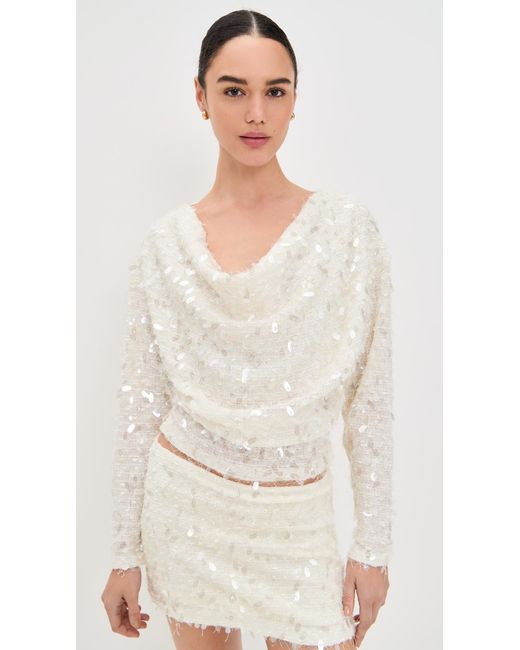 Bailey Rose White Sequin Long Sleeve Top
