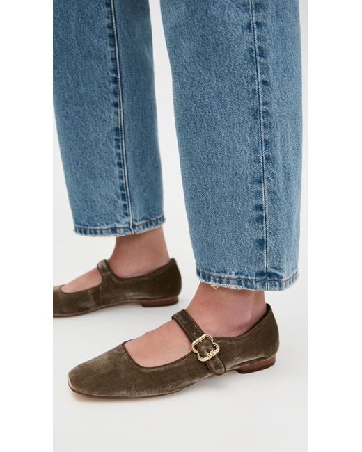 Sam Edelman White Michaela Mary Jane Flat Dark Silver Sage 10 Medium