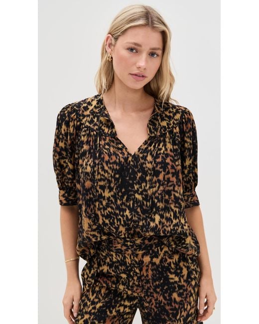 Ulla Johnson Black Blaire Short Sleeve Blouse