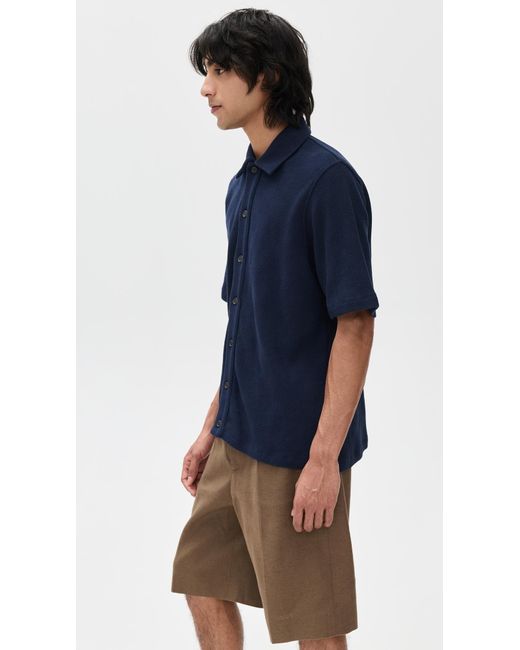 Universal Works Blue Button Through Polo for men