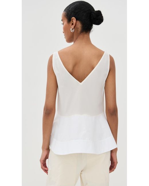 【3.1 Phillip Lim】Vネックフラウンスタンク 3.1 Phillip Lim Peplum Tank With Lace in White | Lyst