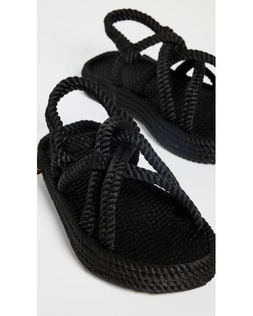 Bohonomad Black Bodrum Rope Platform Sandals