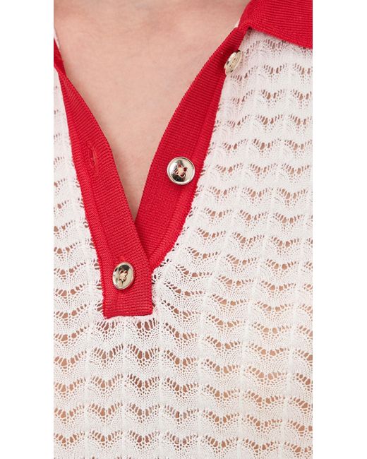 Alice + Olivia White Martha Pointelle Polo