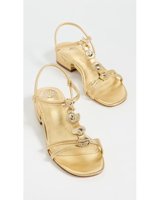 Larroude Metallic Shelly Flat Sandals