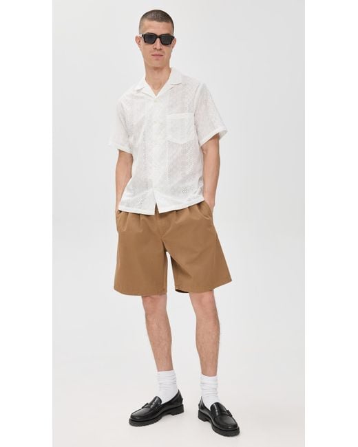 Portuguese Flannel White Santos Camp Collar Shirt for men