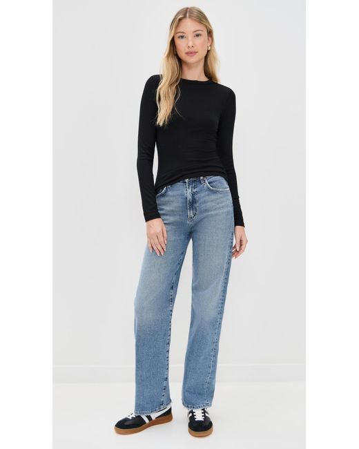 Madewell Black Modal Rib Long Sleeve Crew