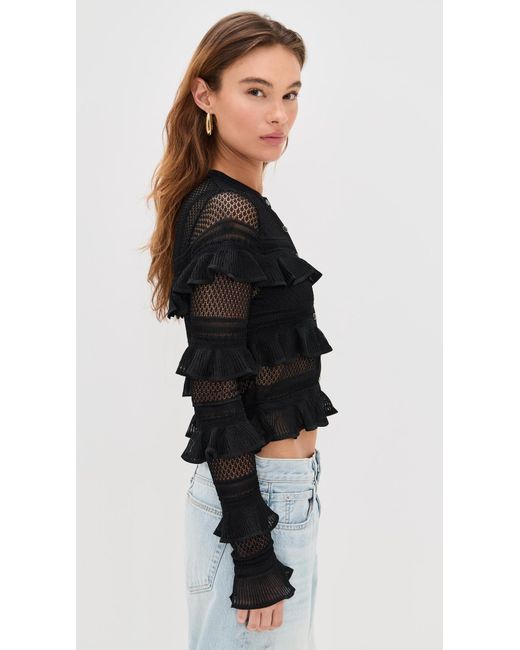 Zimmermann Black Illuminate Lace Frill Cardigan