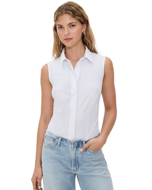 Commando White Classic Sleeveless Button Down Thong Bodysuit
