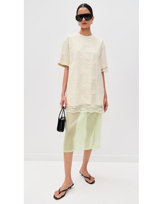 Marques'Almeida Relaxed Fit T-Shirt Dress With Lace Overlayer in Natural |  Lyst