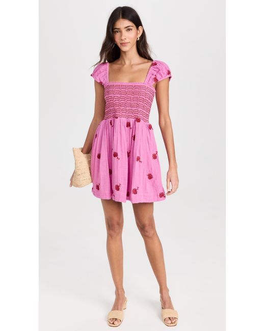 Free People Pink Tory Embroidered Mini