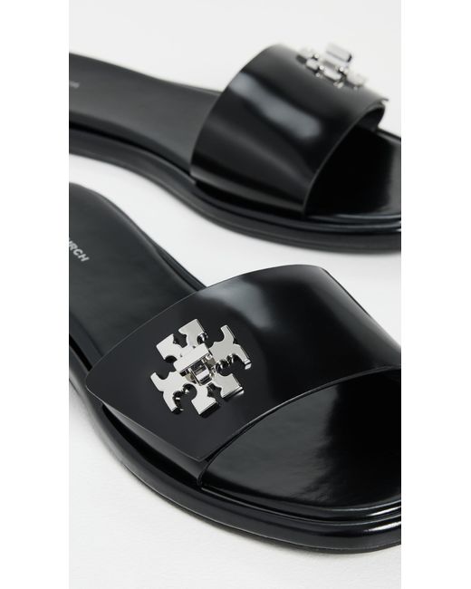 Tory Burch Black T Lock Slides
