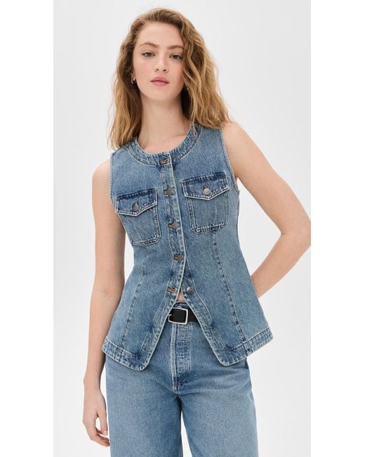 Madewell Blue Denim High Crew Neck Vest