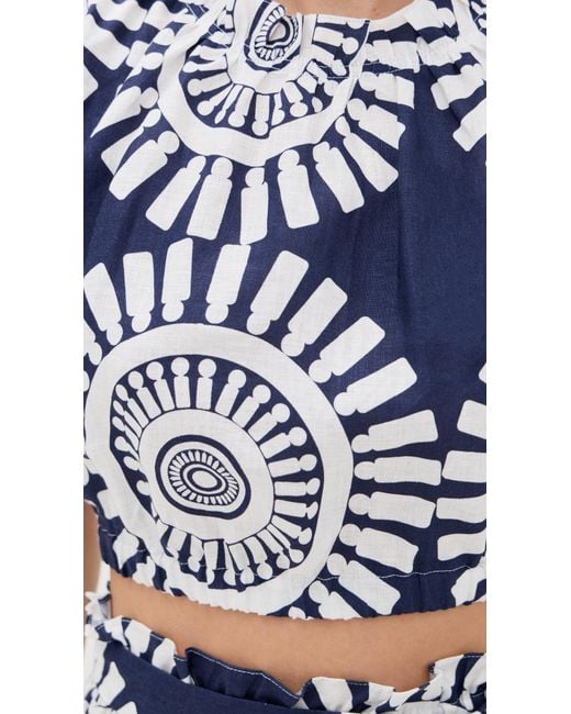 Lemlem Blue Muna Ruched Crop Top