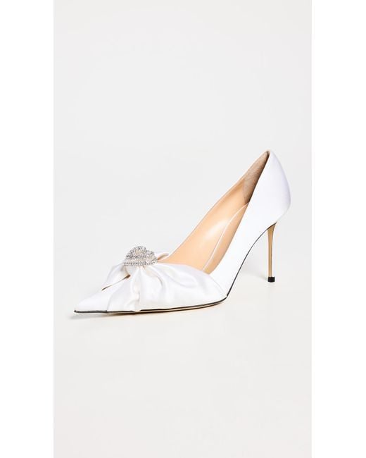 パンプス MACH & MACH DOUBLE HEART HEELED SLINGBACK Mach & Mach Double Heart embellished satin pumps MACH & MACH