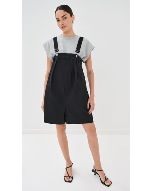Tibi Black Bio Twill Overall Shorts