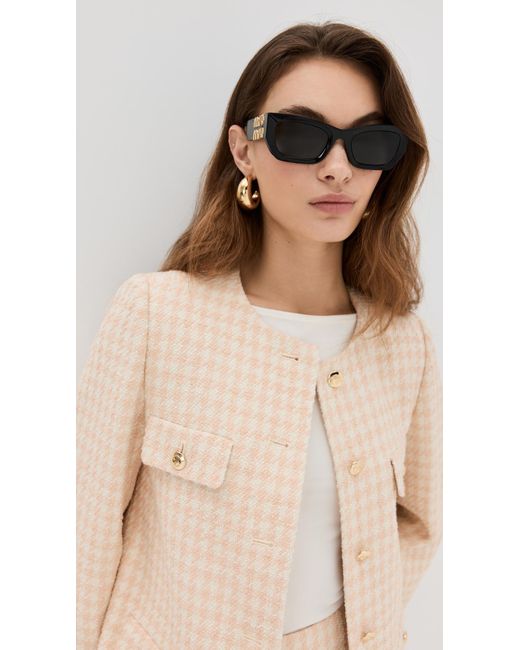 Anine Bing Natural Janet Jacket Crea And Peach Houndtooth