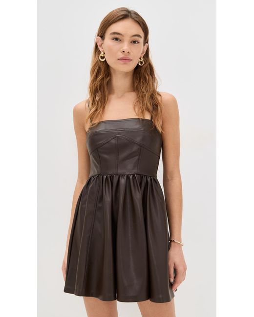 Susana Monaco Black Faux Leather Corset Flare String Dress