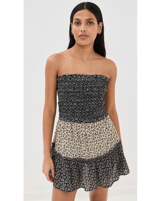 Sea Black Panna Color Block Smocked Coverup