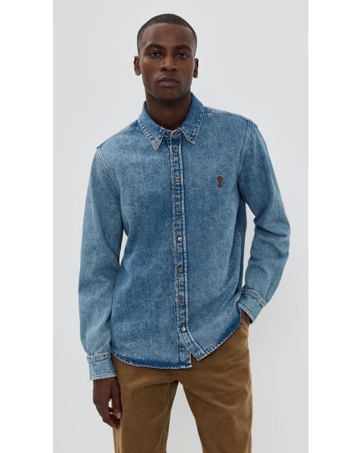 AMI Blue Used Light Denim Jacket for men