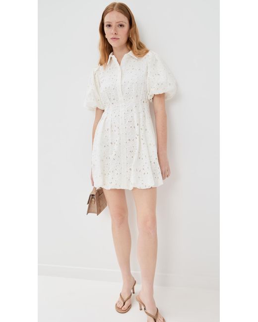 Jonathan Simkhai White Cleo Balloon Pintuck Mini Dress