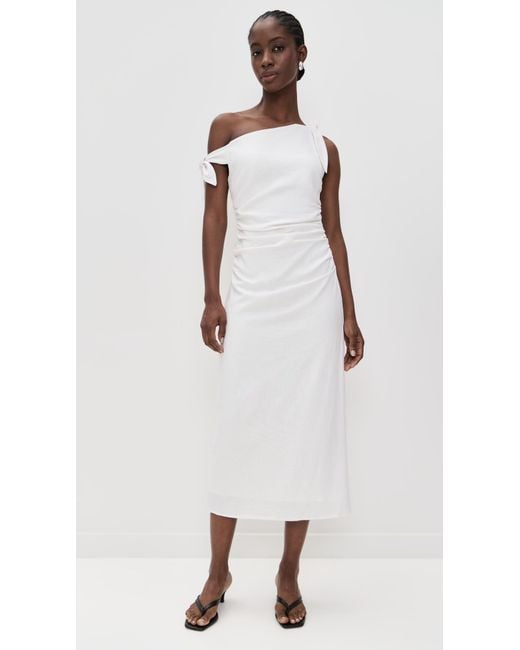 Wayf White Cleo Tie Shoulder Midi Dress