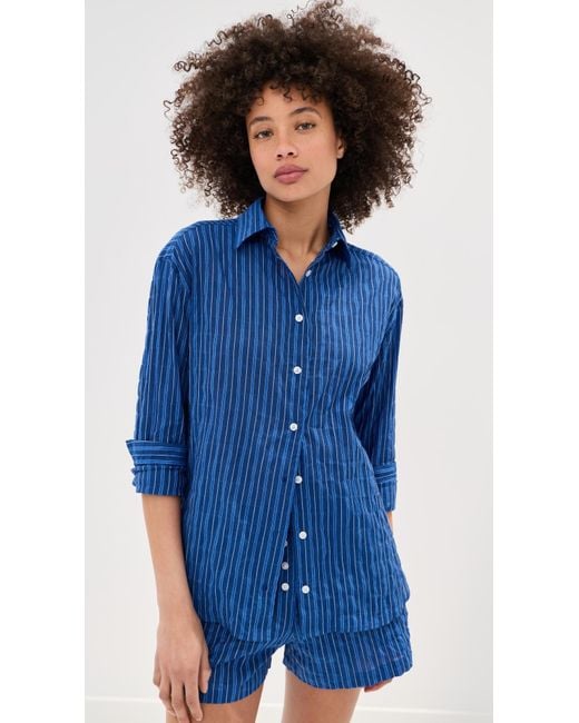 Le Bos Blue Kali Tie Back Button Down