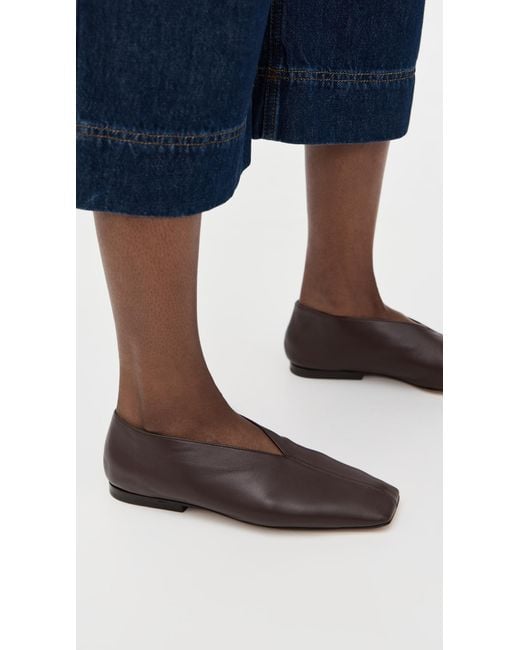 Mansur Gavriel Brown Square Soft V Flats