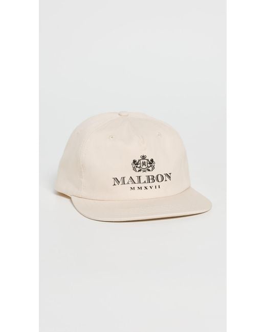 Malbon Golf White Monarch Snapback Hat for men