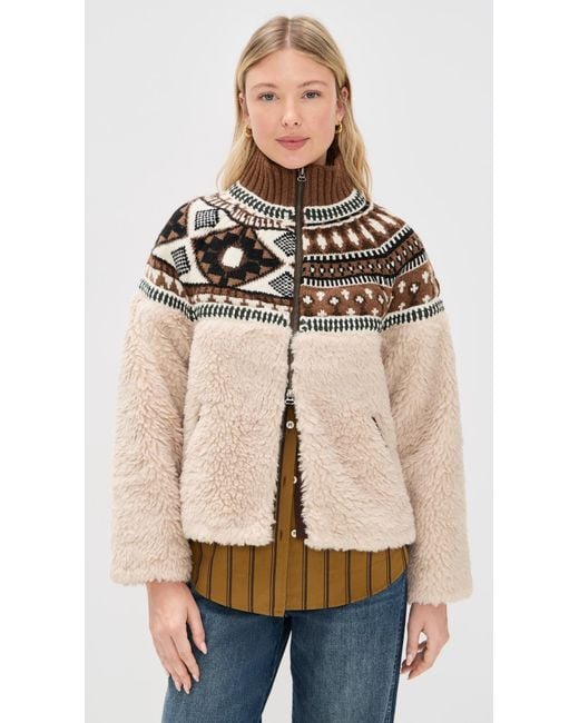 Sea Natural Linea Fair Isle Knit Combo Fleece Jacket