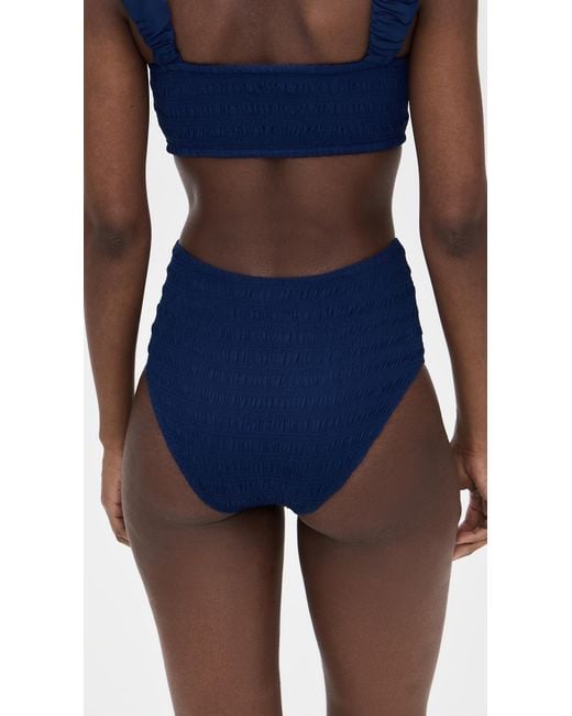 Sea Blue Shyla Solid Smocked Bikini Bottoms