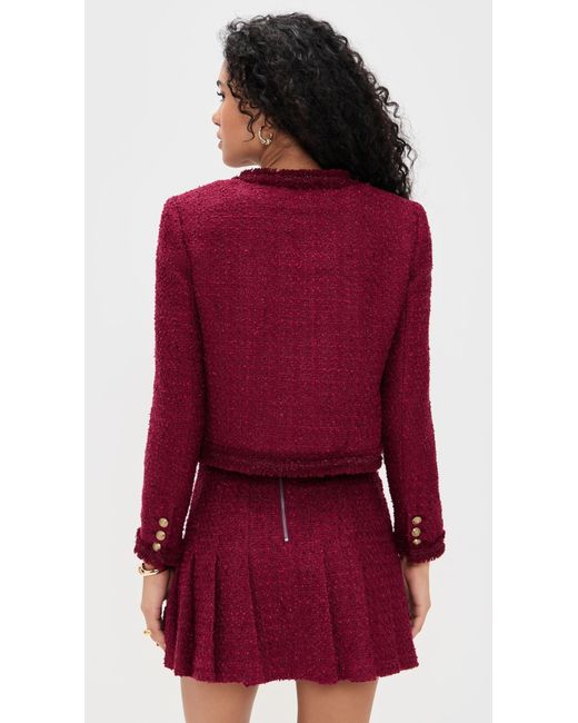 Alice + Olivia Red Landon Cropped Box Jacket