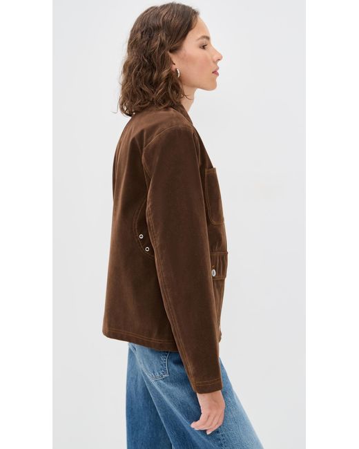 Avec Les Filles Brown Cropped Faux Suede Barn Jacket