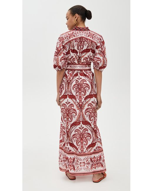 Farm Rio Red Tropical Cameo Off Maxi Dress