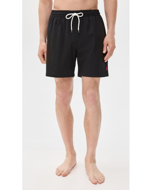 Polo Ralph Lauren Black Traveler Solid Swim Trunks for men