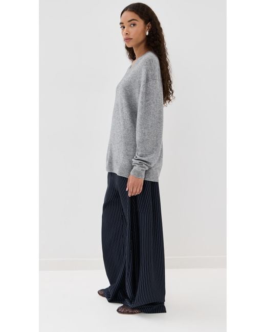 Tibi Gray Washable Cashmere Easy V Neck Sweater