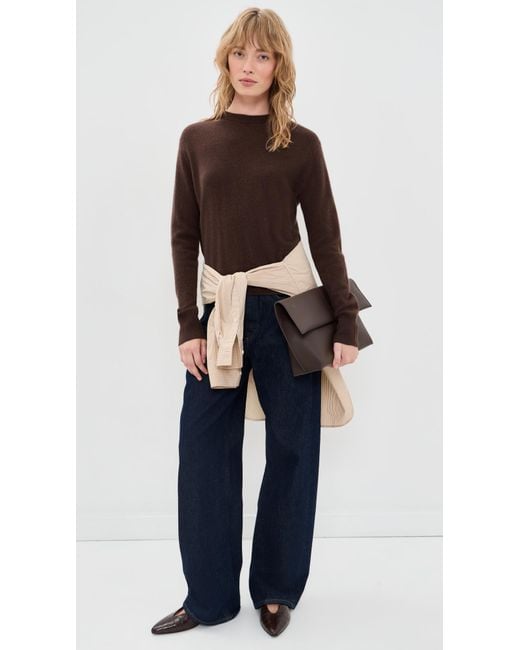 White + Warren Black Cashmere Crew Pullover