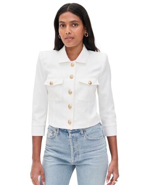 L'Agence White Kumi Cropped Fitted Jacket