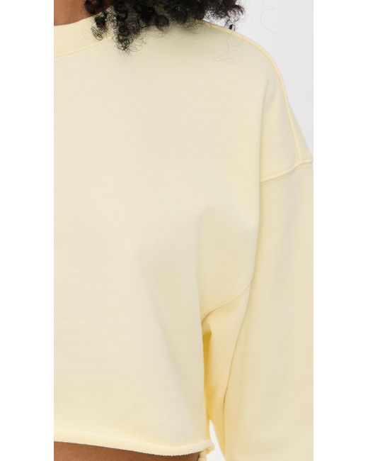 GOOD AMERICAN Black Terry Cropped Crewneck Sweater