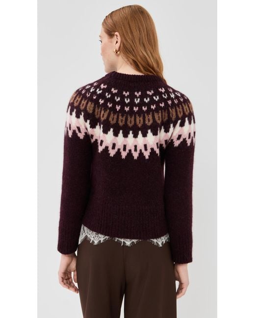Veronica Beard Red Anne Fair Isle Pullover