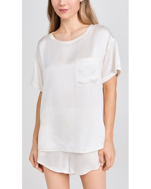 Lunya Black Washable Silk Tee Short Set