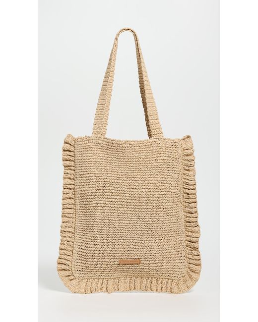 Loeffler Randall Natural Justine Crochet Ruffle Tote
