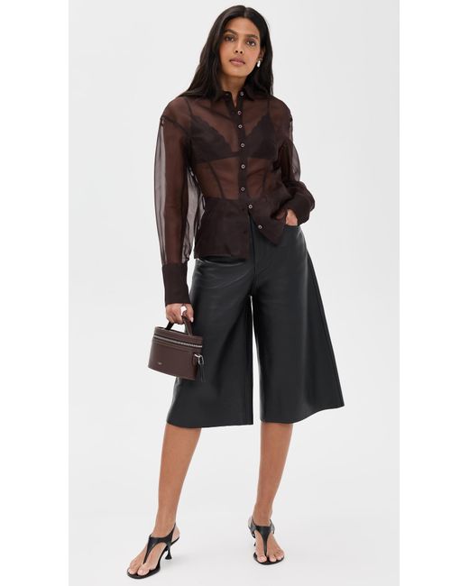 Staud Brown Aida Silk Top