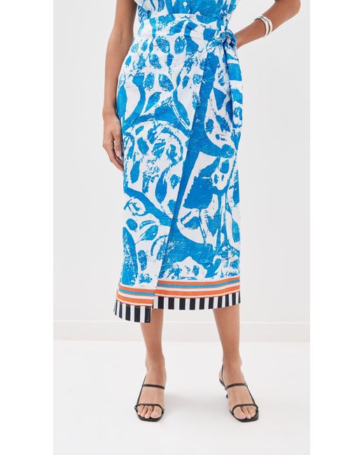 Stella Jean Blue Midi Wrap Skirt