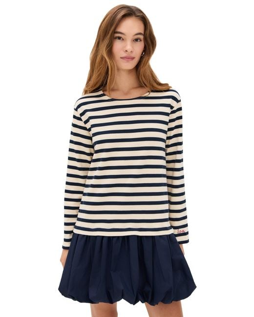 Sea Black Athena Solid Combo T-Shirt Bubble Dress