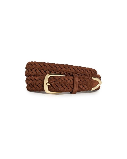 Andersons Brown Narrow Suede Woven Belt