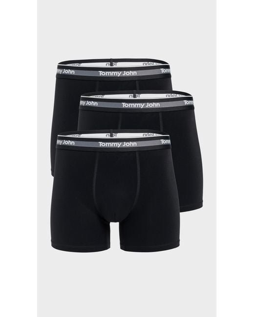 Tommy John Black Comfort Micro 4 Boxer Briefs 3 Pack for men